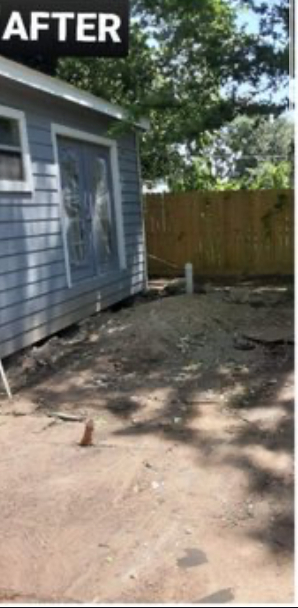 Cleared and cleaned-up yard after the landscaping and junk removal work
